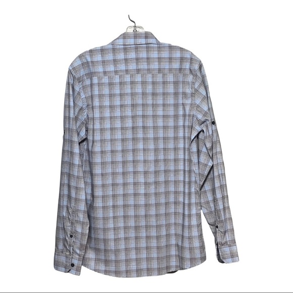 MADE by Cam Newton Tailored-Fit Long Sleeve Button-Up Shirt Blue Plaid Small - Picture 2 of 4